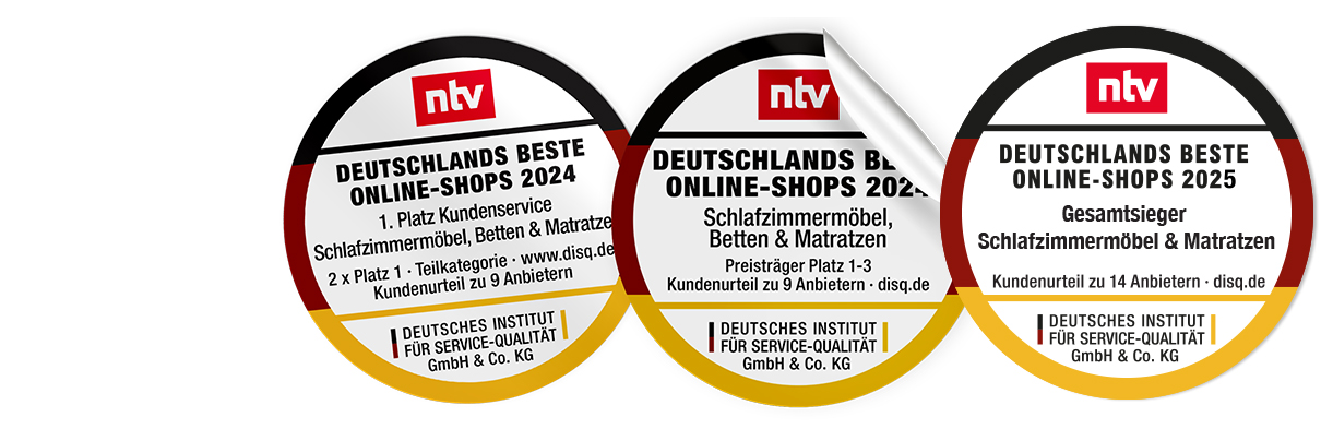 Alle Siegel von DeinBett.de nebeneinander gestellt