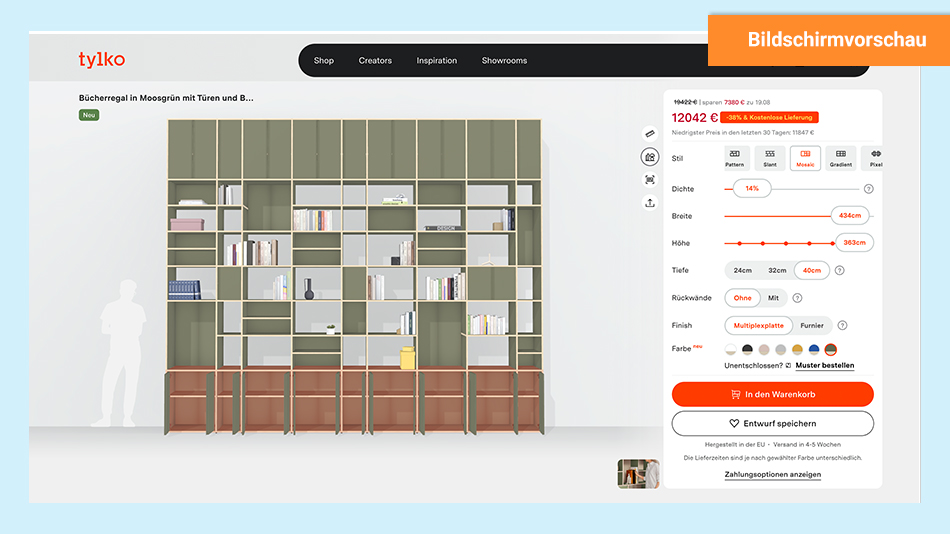 Screenshot von Tylko Schranksystem