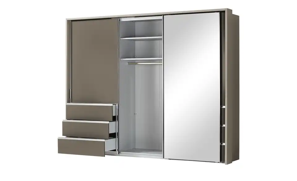 Schwebetürenschrank, 3-türig Mitta, geöffnet