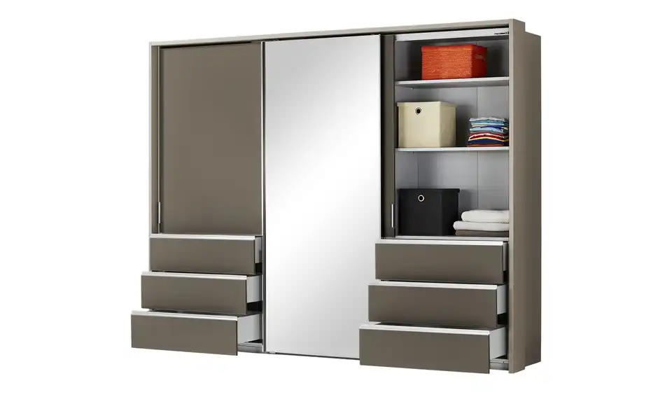 Schwebetürenschrank, 3-türig Mitta, geöffnet