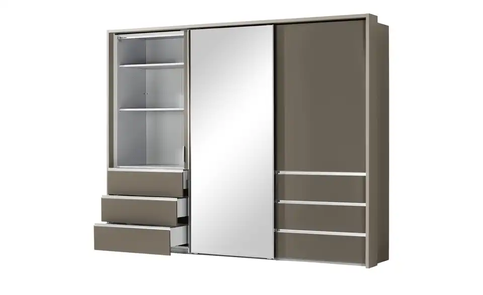 Schwebetürenschrank, 3-türig Mitta, geöffnet