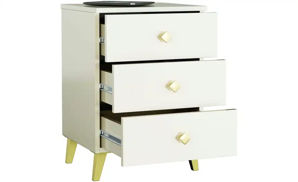 Nachttisch Lara mit 3 Schubladen, geöffnet