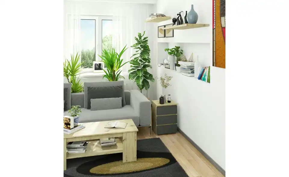 Nachttisch Carlo mit 3 Schubladen, in Wohnsituation