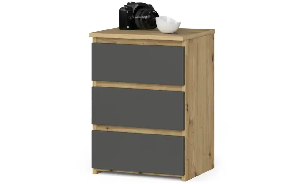 Nachttisch Carlo mit 3 Schubladen, Perspektive