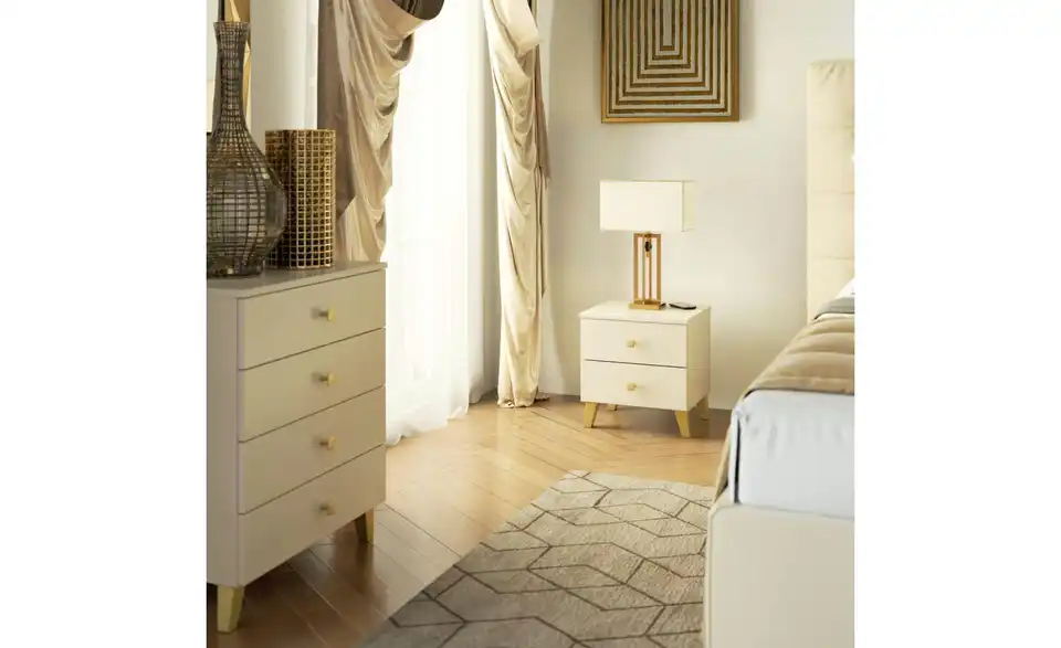 Nachttisch Luna mit 2 Schubladen, in Wohnsituation