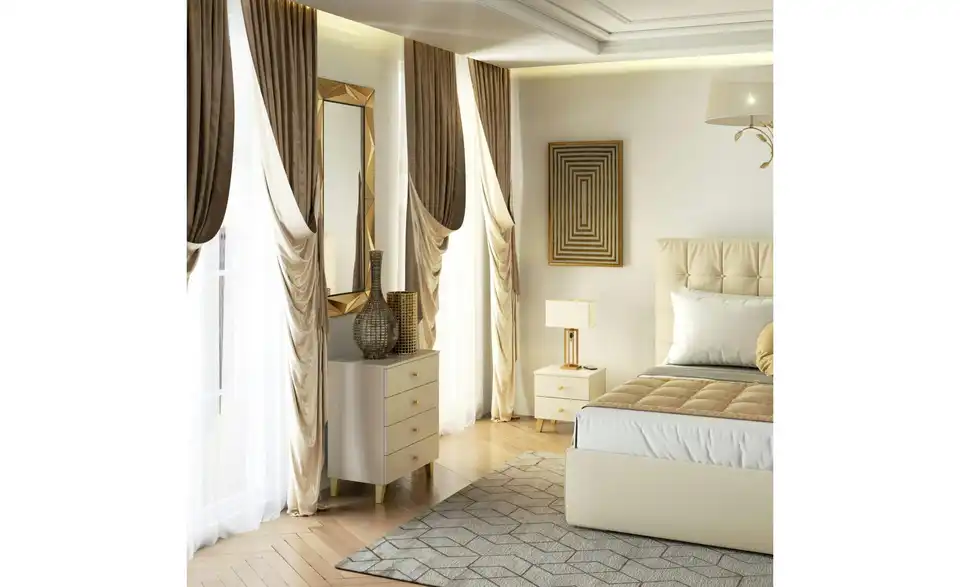 Nachttisch Luna mit 2 Schubladen, in Wohnsituation