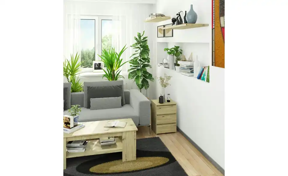 Nachttisch Carlo mit 3 Schubladen, in Wohnsituation