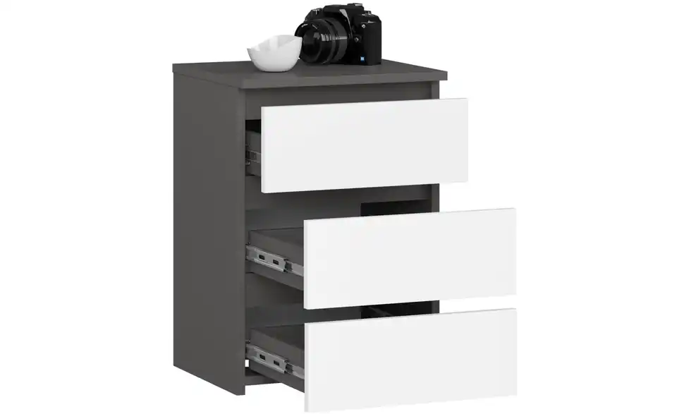 Nachttisch Carlo mit 3 Schubladen, geöffnet