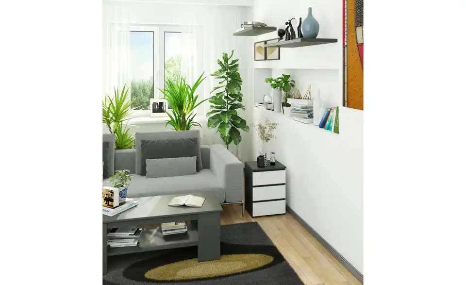 Nachttisch Carlo mit 3 Schubladen, in Wohnsituation