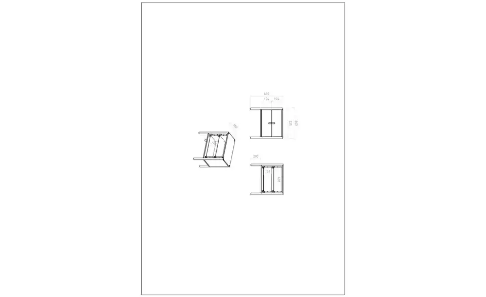 Nachttisch niedrig 2 Schübe, Bemaßung