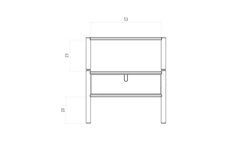 Nachttisch mit 1 Fach, 1 Schub, Bemaßung