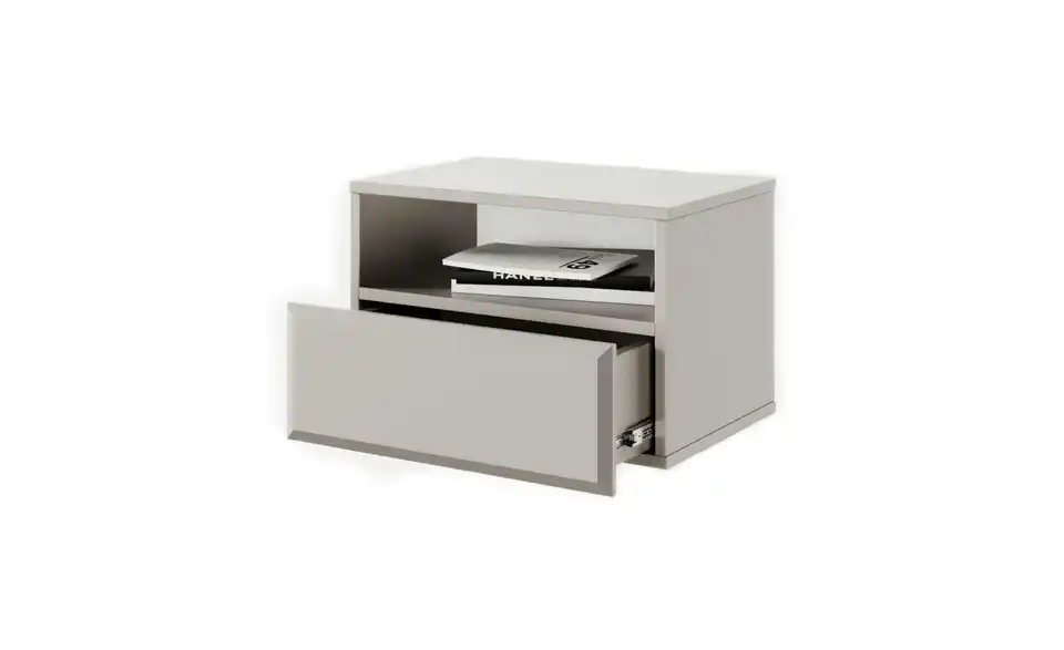 Selsey Nachtkommode Chocolated hängend in beige, geöffnet