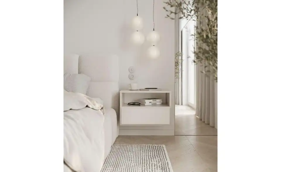 Selsey Nachtkommode Chocolated hängend in beige, in Wohnsituation