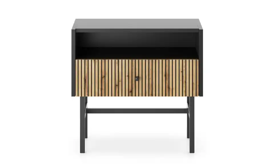 Selsey Nachtkommode Divenos mit schwarzem Kufengestell, Frontansicht