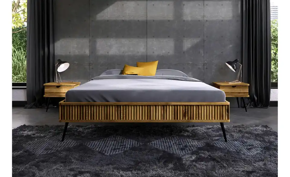 Massivholzbett Nico ohne Kopfteil, in Wohnsituation