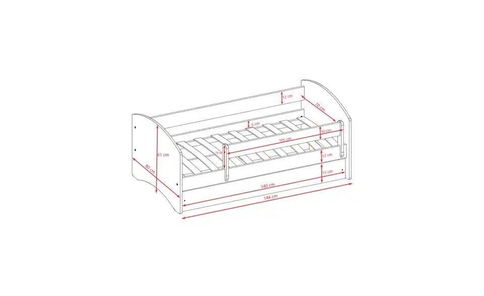 Bett Eiskönigin, Bemaßung