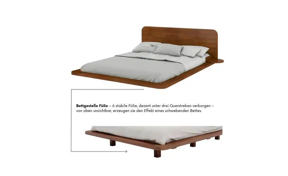 Massivholzbett Frida Buche, Detailansicht