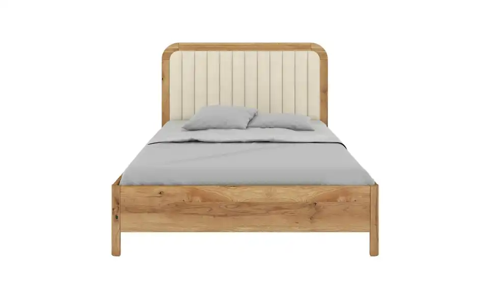 Massivholzbett Eiche 140x200, Frontansicht