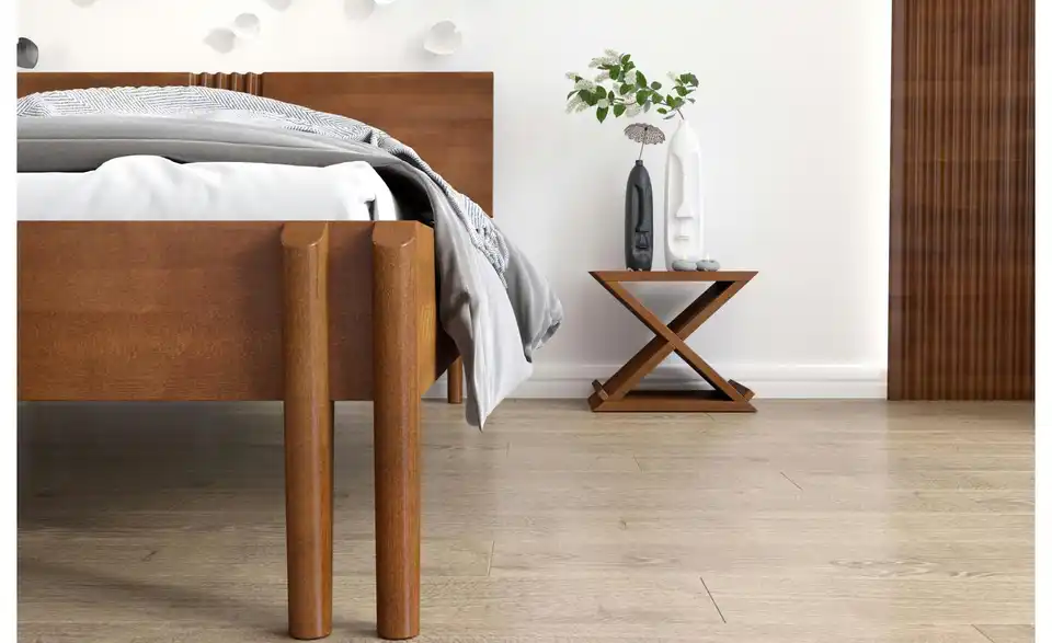 Massivholzbett Poznan nussbaumfarben, Detailansicht