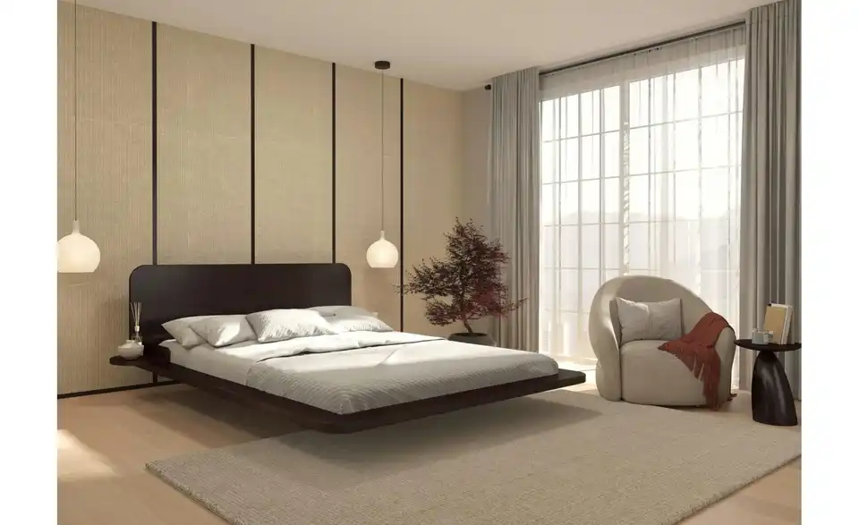 Massivholzbett Wenge 140x200, in Wohnsituation