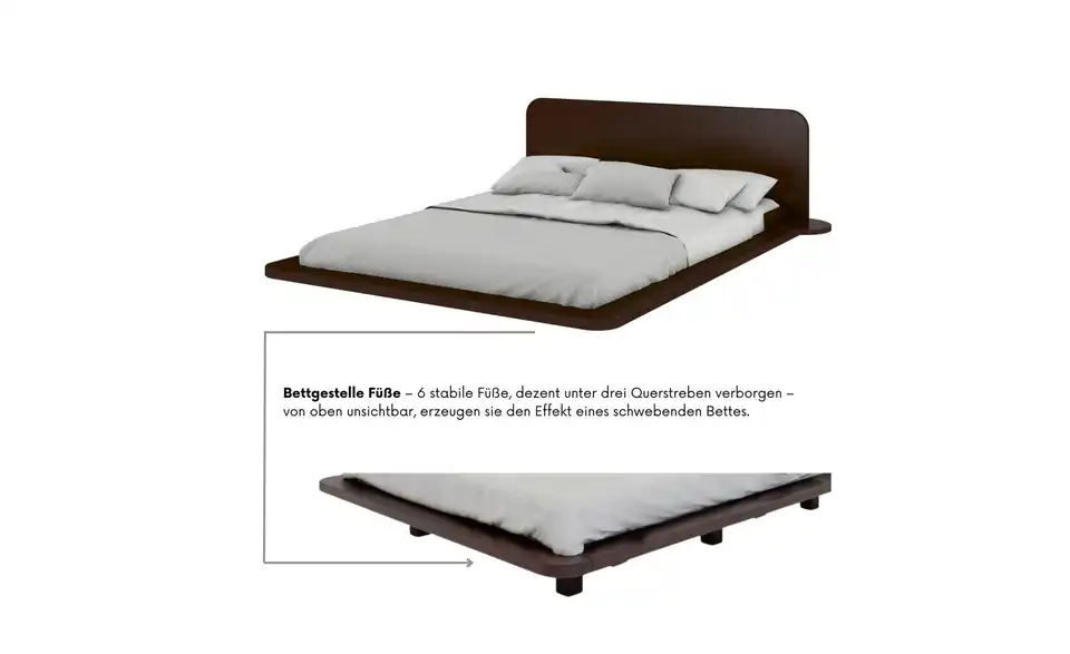 Massivholzbett Wenge 140x200, Detailansicht
