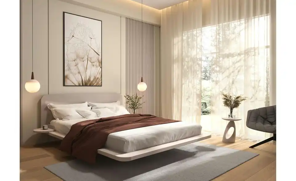 Massivholzbett weiß 140x200, in Wohnsituation