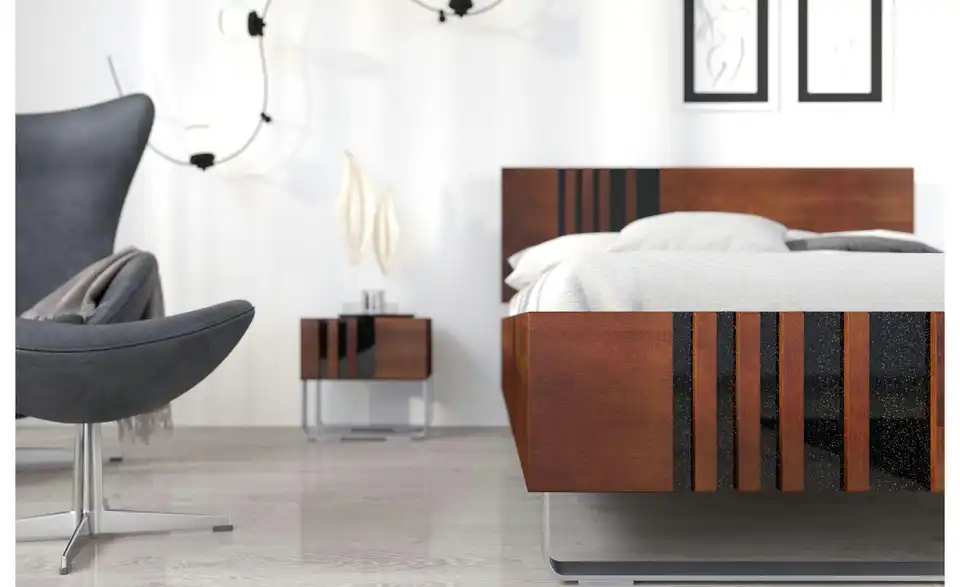 Massivholzbett Kielce nussbaumfarben, Detailansicht