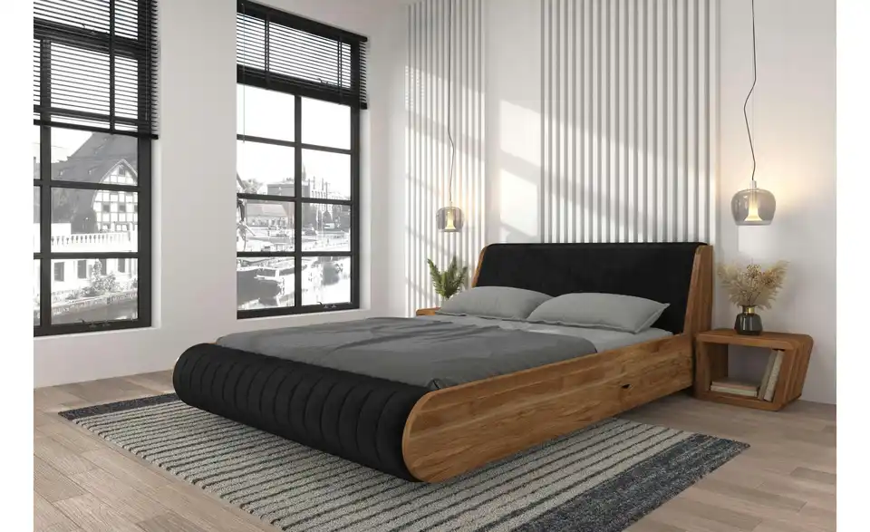 Massivholzbett Harald Eiche, in Wohnsituation