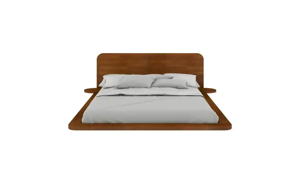 Massivholzbett Japandic nussbaumfarben, Frontansicht