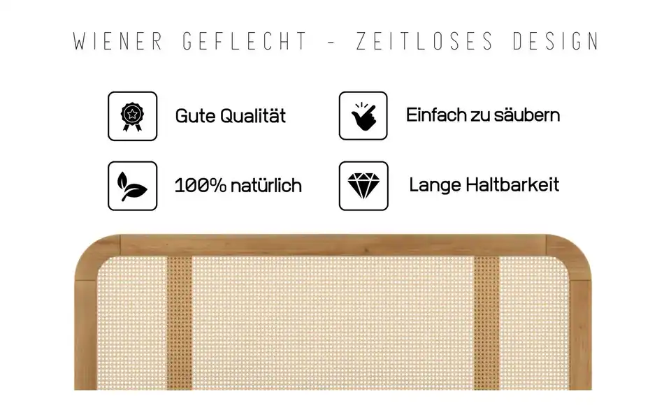 Massivholzbett Harmark Eiche, Bild mit Text