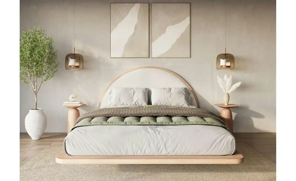 Massivholzbett Buche 140x200, in Wohnsituation