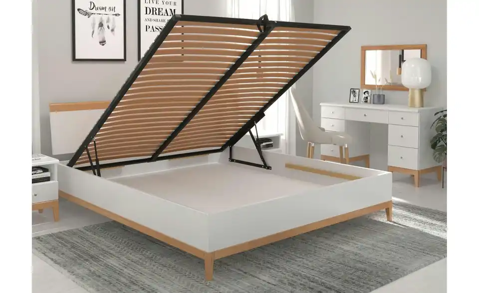 Massivholzbett weiß BK 120x200, in Wohnsituation