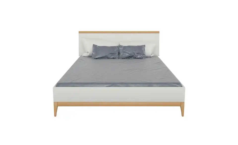 Massivholzbett weiß BK 120x200, Frontansicht