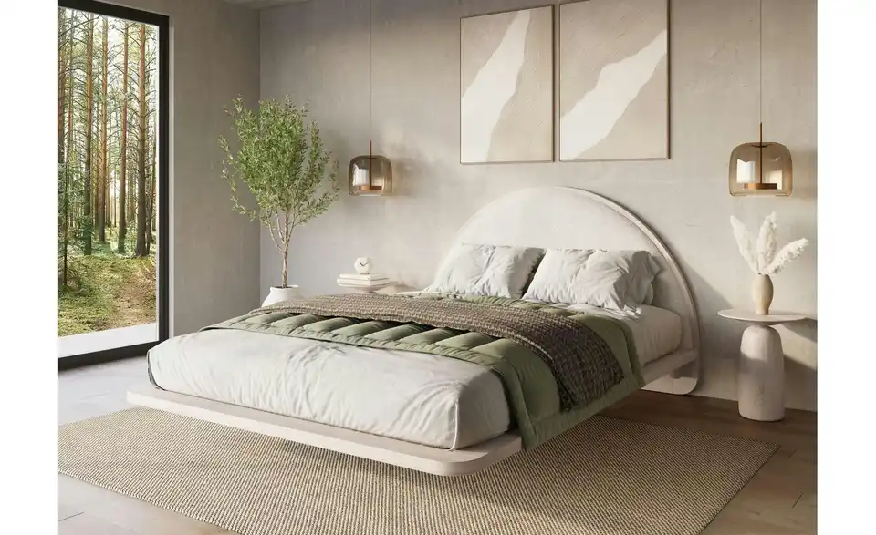 Massivholzbett weiß 120x200, in Wohnsituation