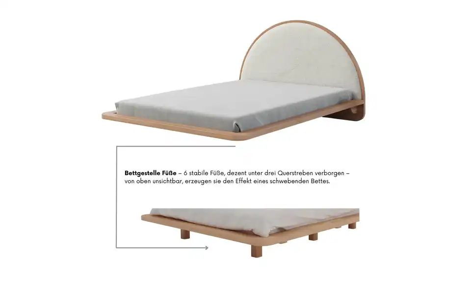 Massivholzbett Buche 180x200, Detailansicht