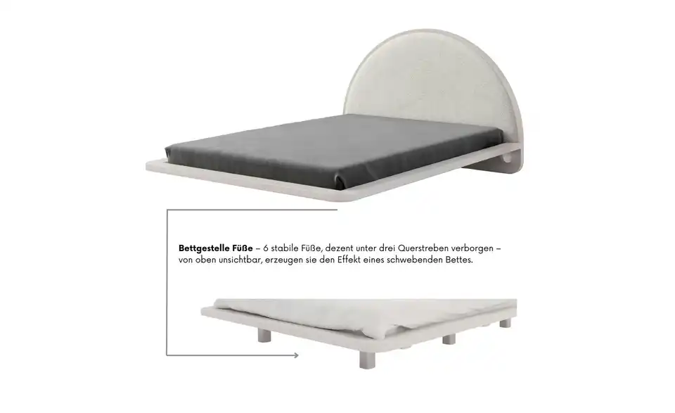 Massivholzbett weiß 180x200, Detailansicht