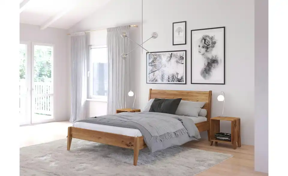 Massivholzbett Radom Eiche, in Wohnsituation