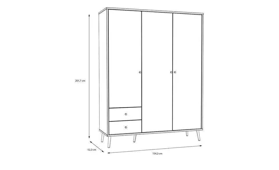 Kleiderschrank Hemsby, Bemaßung