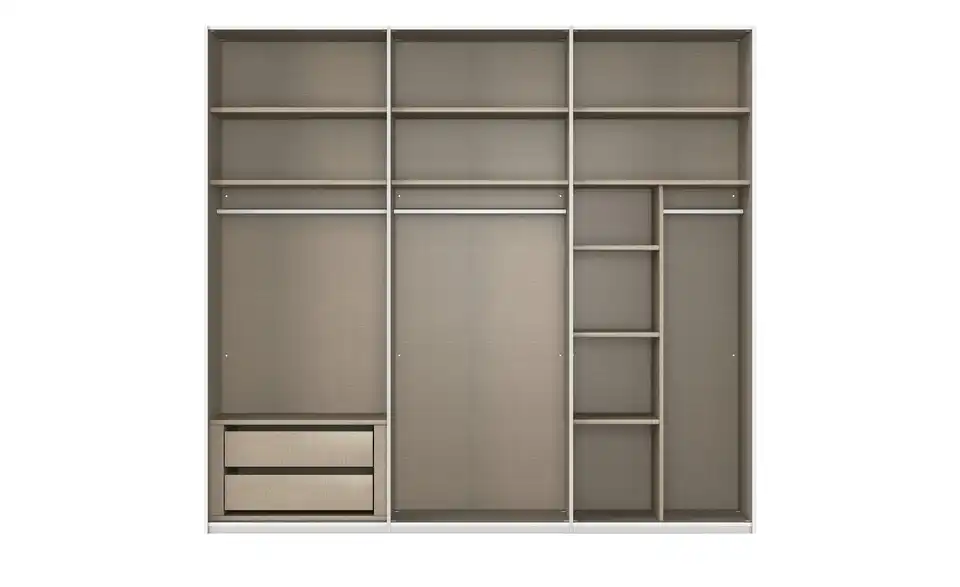 Schwebetürenschrank Regina inklusive Zubehör, geöffnet