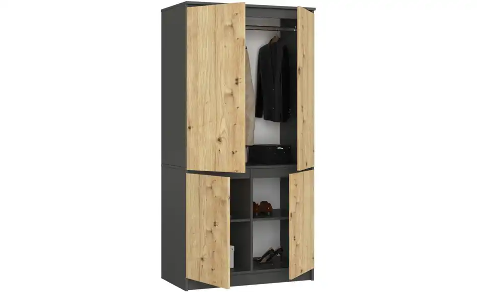 Drehtürenschrank Valentina 90 cm breit, geöffnet