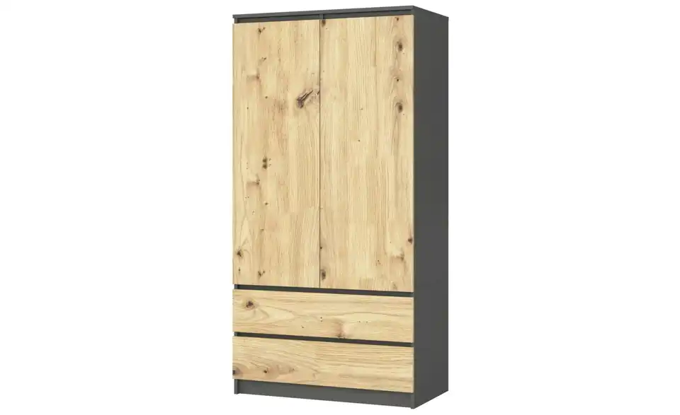 Drehtürenschrank Oda mit 2 Schubladen, Perspektive