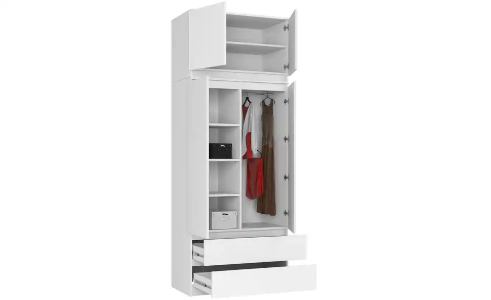 Drehtürenschrank Oda 234 cm hoch, geöffnet