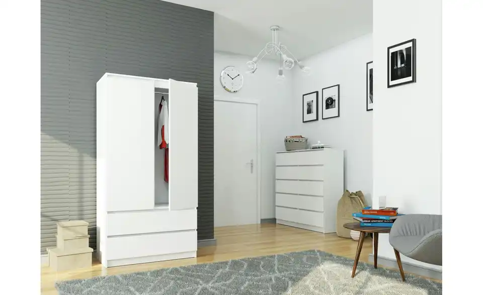 Drehtürenschrank Oda mit 2 Schubladen, in Wohnsituation