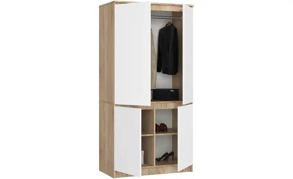 Drehtürenschrank Valentina 90 cm breit, geöffnet