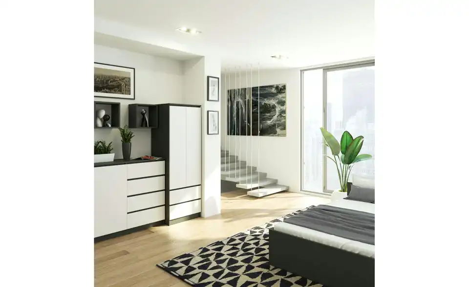 Drehtürenschrank Sina mit 2 Schubladen, in Wohnsituation