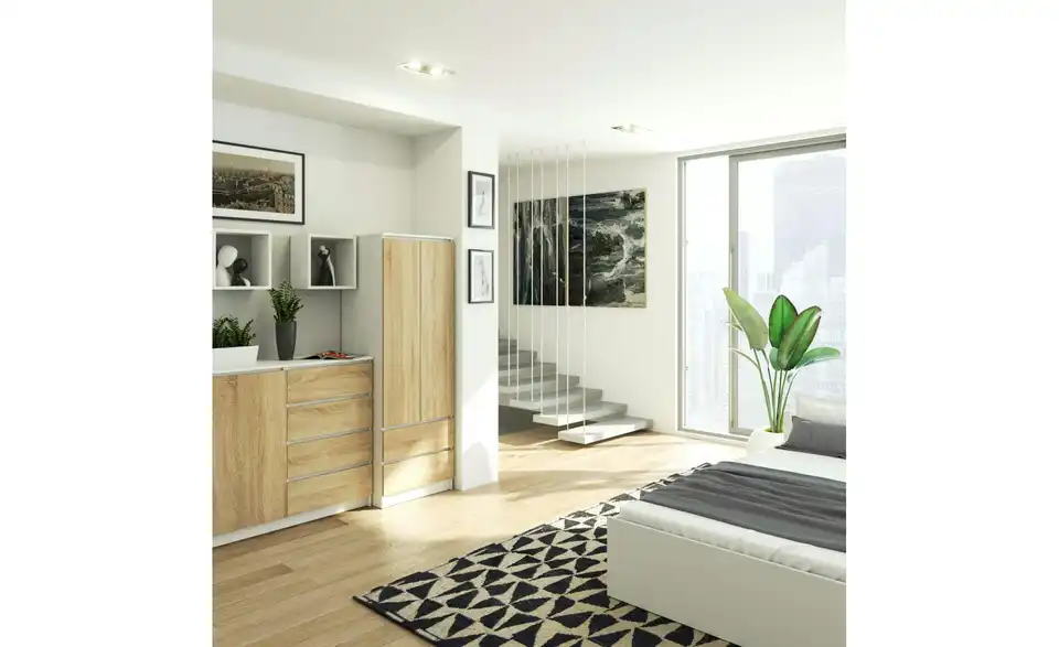 Drehtürenschrank Sina mit 2 Schubladen, in Wohnsituation