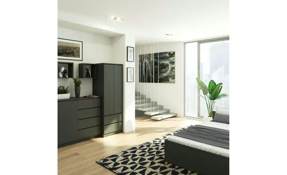 Drehtürenschrank Sina mit 2 Schubladen, in Wohnsituation