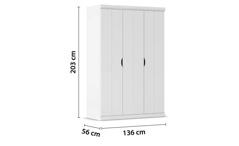 Kleiderschrank Frieda, Bemaßung