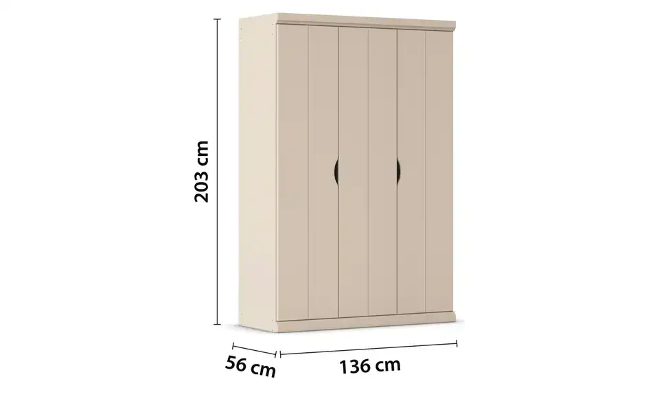 Kleiderschrank Frieda, Bemaßung