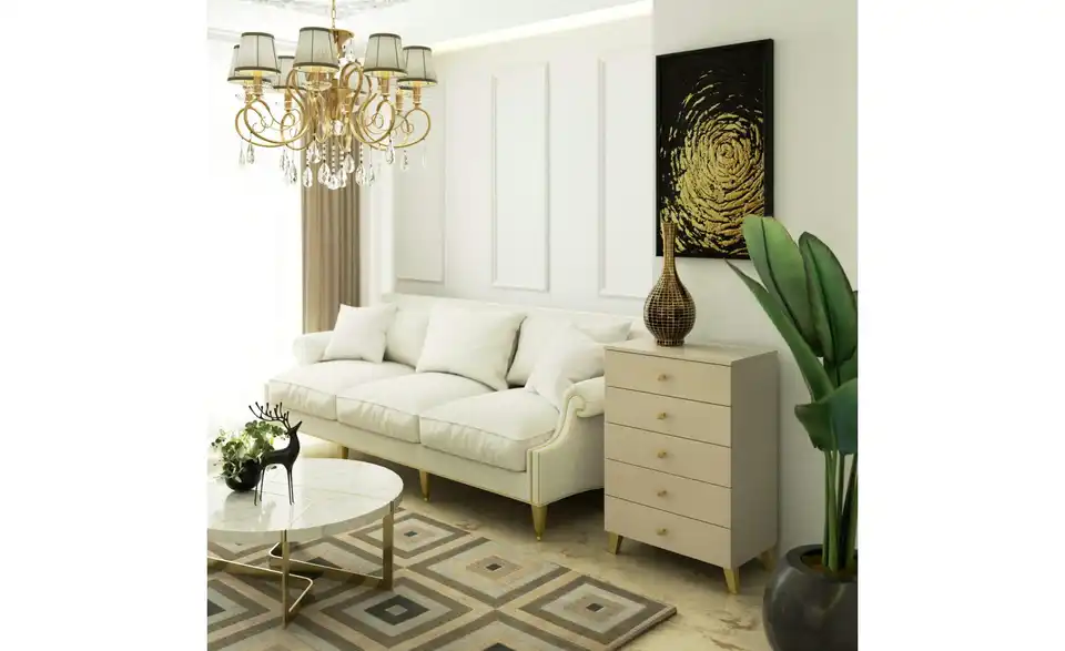 Kommode Lara mit 5 Schubladen, in Wohnsituation